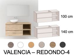 Zestaw mebli 120 - 140 cm - 2 szuflady __plus__ 2 wnÄki __plus__ umywalka nablatowa __plus__ lustro - VALENCIA REDONDO 4